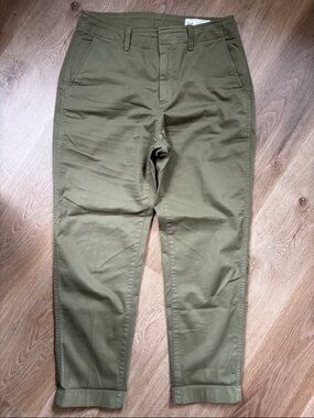 GAP DOWNTOWN KHAKI Cotton Olive Green Chinos Pants 6